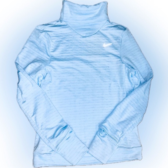 NWT Nike Running Therma-Fit SZ XS baby blue turtleneck w/logo/bust 38”-44” - Picture 1 of 7